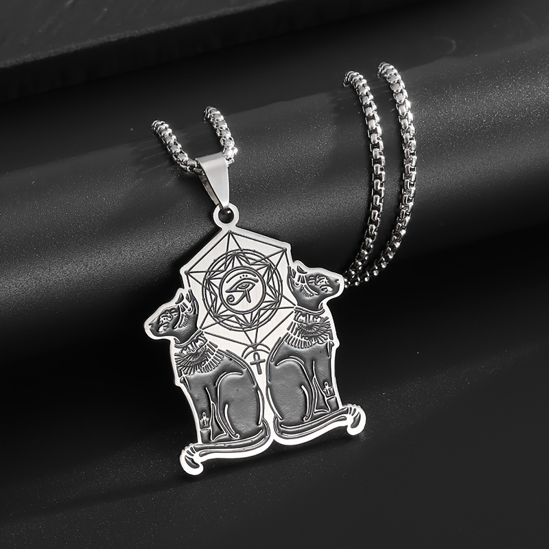 Creative Stainless Steel Hexagram Eye of Horus Cat God Pendant Necklace